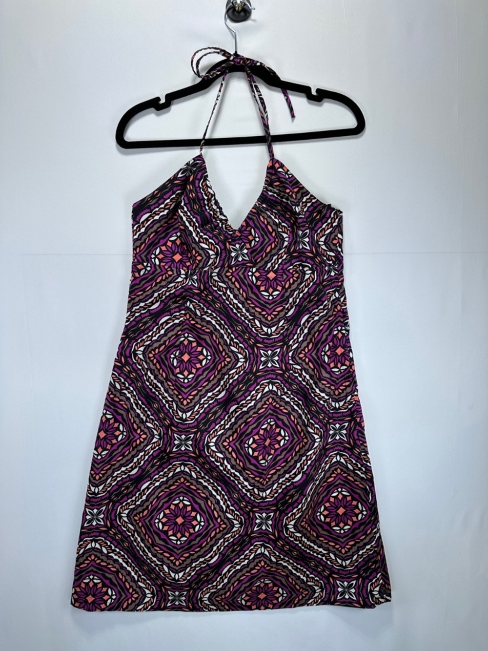 H&M Cotton Halter Mini Dress Empire Waist Smocked Back Size 12